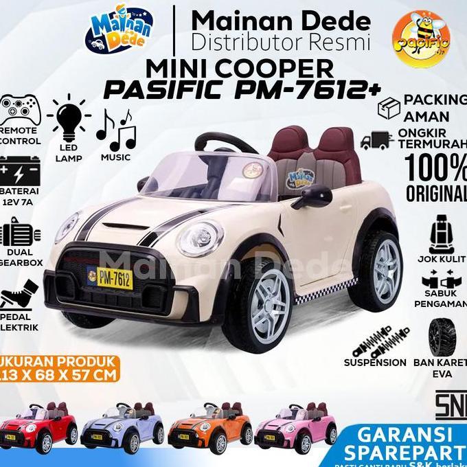 Mainan Mobil Aki Anak Mini Cooper PASIFIC PM7612+ BAN EVA PM 7612+