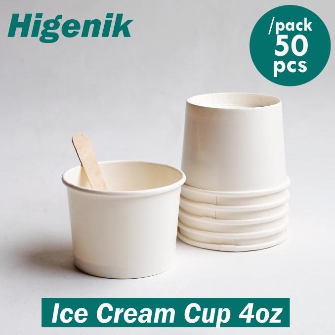 Taberu- Papercup Ice Cream 4Oz / Cup Es Krim Gelato Glossy Tahan Air