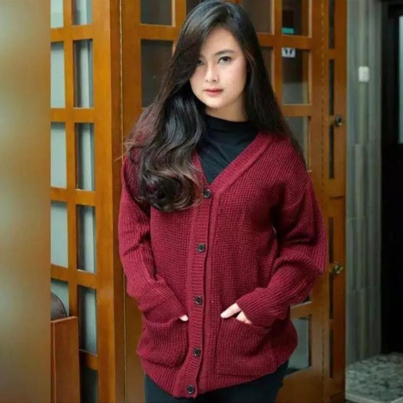 HEMAT Cardigan Rajut Marissa Kancing 5 / Kardigan Marissa Salur Outer Crop Wanita Premium Tebal / Ca