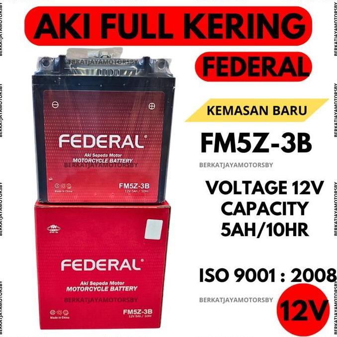 Promo AKI FULL KERING FM5Z-3B 12V 5AH 10HR AKI FEDERAL NANO GEL FM5Z3B ACCU BATTERY GM5Z3B MERK FEDE