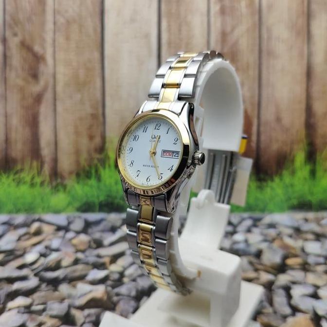 Q&Q QQ Analog Jam Tangan Wanita Rantai Kombinasi BB17-404Y Original