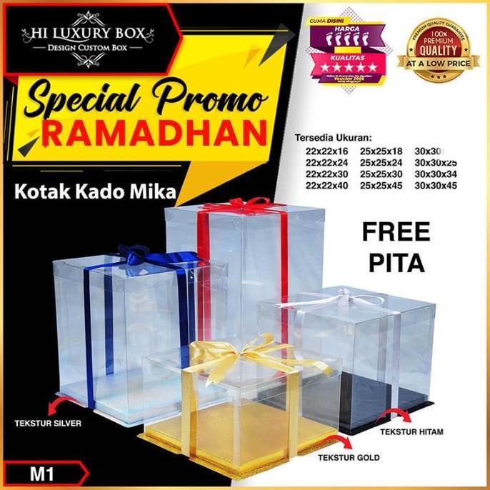 Box Mika Kue Serbaguna Packaging Mika Transparan Murah Uk 25x25