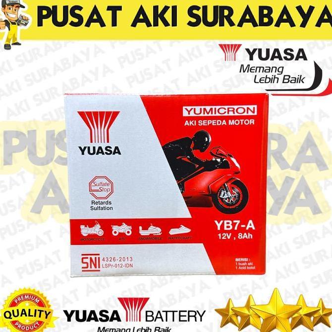 Promo ACCU YUASA YB7A ORIGINAL AKI YB7 A 8 AMPER THUNDER PULSAR Diskon