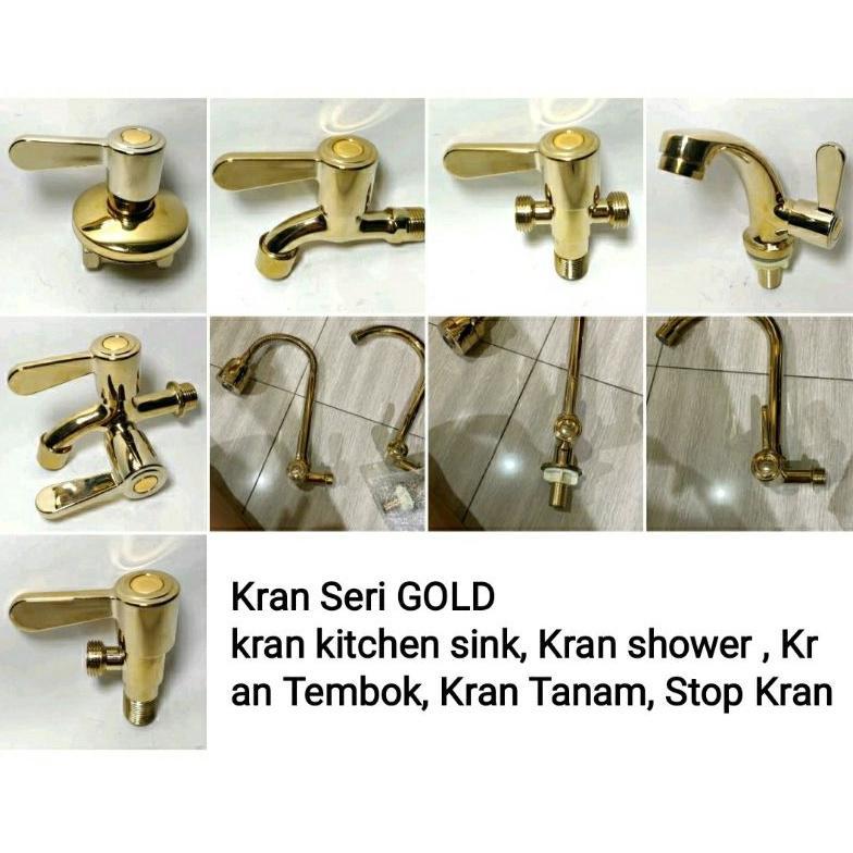 Kran Dapur Flexibel Gold/Emas/Kran Tembok Gold/Kran Shower Gold/Kran Seri Gold