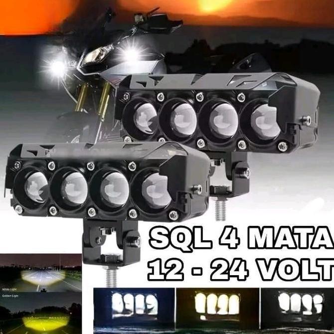 Lampu LED Sorot D3 SQL 4 Mata 12Volt - 24Volt Lampu Tembak Motor Mobil Bis Truk