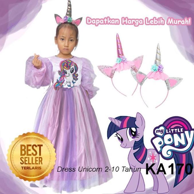 Gaun Unicorn Anak Import 5 6 Tahun Baju Warna Lilac Terlaris 2025 Dress Princess Pesta Ulang Tahun W