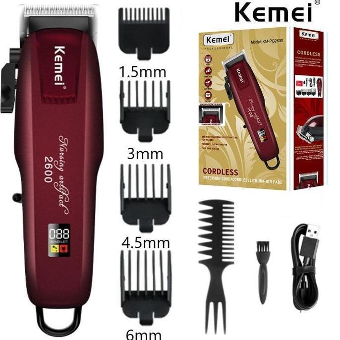 PG Alat Cukur Rambut Kemei KM PG 2600 Hair Clipper LCD Cukuran PG2600