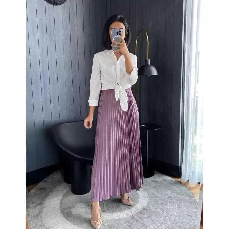 TERMURAH Rok Plisket Premium Jumbo / Rok plisket rempel panjang/rok plisket premium polos panjang/ r