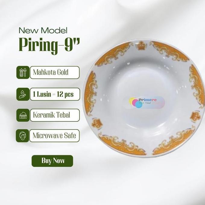 Piring Keramik Aesthetic Set 1 Lusin dan 1/2 Lusin Ukuran 9 Inch Packing Kayu