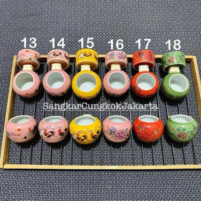 Cepuk Cungkok keramik Burung Sedang Tieumi Srdc Branjangan Set 3pcs