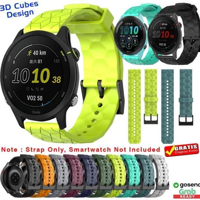 NEW STRAP TALI JAM FOR GARMIN FORERUNNER 55 GARMIN VENU 2 PLUS MODEL 3D CUBES SPORT RUBBER ORI