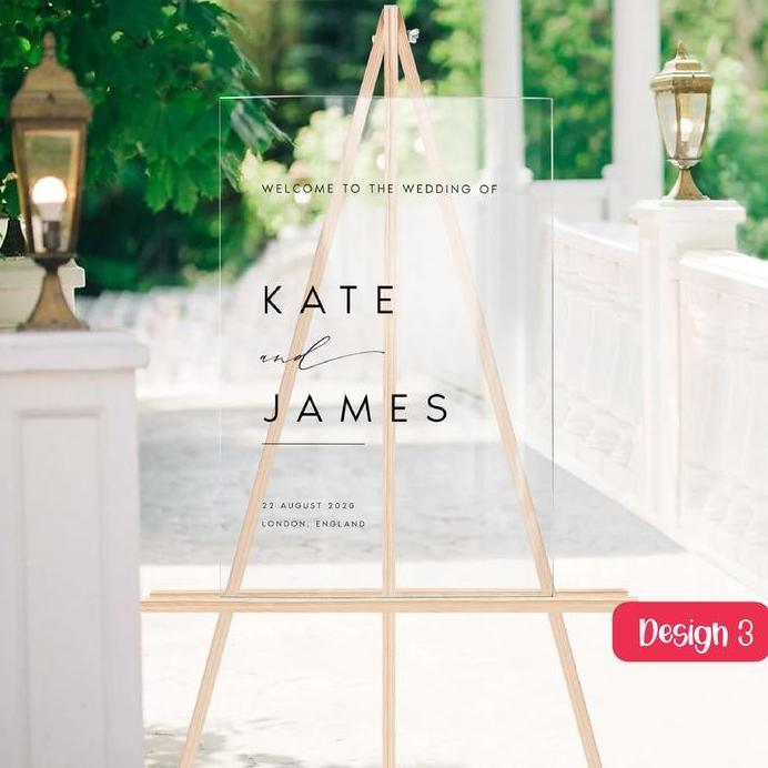 Ready Welcome Sign Acrylic / Wedding Sign / Papan Nama Akrilik Stiker