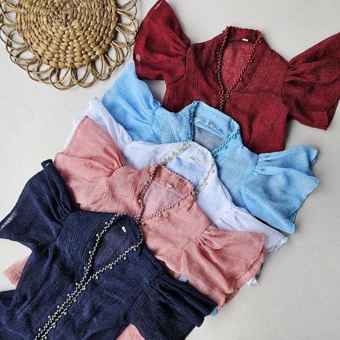 Kebaya Cringkle Payet Mutiara Bahan Premium Kebaya Anak Bali Baju Fashion