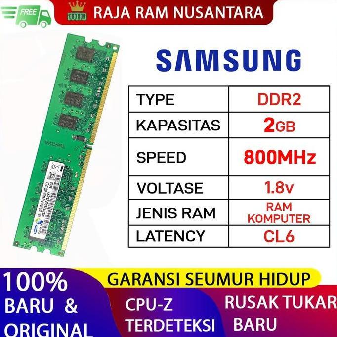 RAM PC SAMSUNG DDR2 2GB 800MHz PC 6400 1.8v ORI RAM KOMPUTER DDR2 2GB LONGDIMM