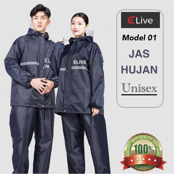 NEW JAS HUJAN ELIVESETELAN PREMIUM ALL SIZE PRIA WANITA TEBAL OXFORD CLOTH ORI