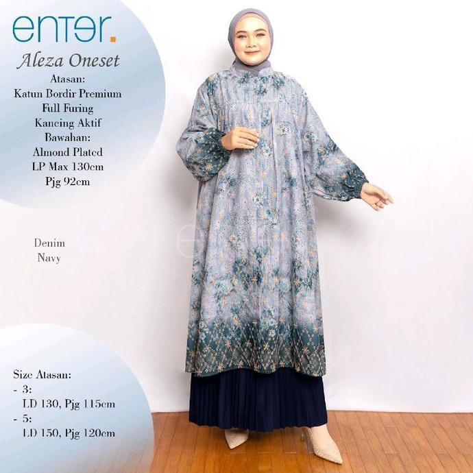 TUNIK JUMBO ALEZA LD 130 150 BAHAN KATUN BORDIR BY ENTER TUNIK PAKAIAN JUMBO Atasan Baju Karet Musli