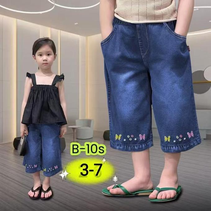 Jeans Kulot Bordir Anak Perempuan Import Umur 1-6 Tahun Celana Kulot Anak Cewek Kekinian