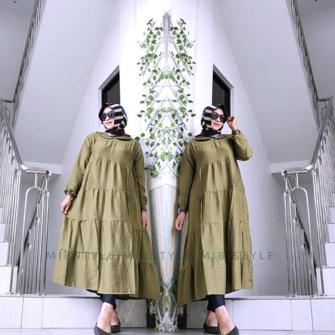 MIB Style - Midi Dress Tunik Polos Rayon Wanita Muslimah Nyaman