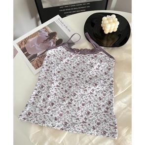 HOT SALE CLICKBRA | BR1734 Baju Tanktop Fashion Wanita Corak Bunga Elastis Atasan Sexy Square Knit K