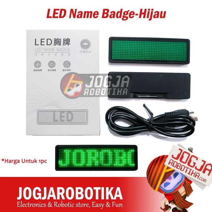 NARBU LED Name Badge Papan Nama Name Tag LED Berjalan-Hijau