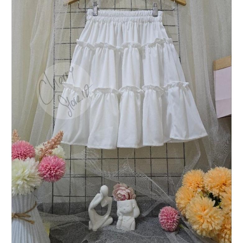 NEW DEALS Cherry_ New  Ruffles Mini Skirt Korean Style | Rok Pendek Sexy Terbaru | Rok Susun Pendek 