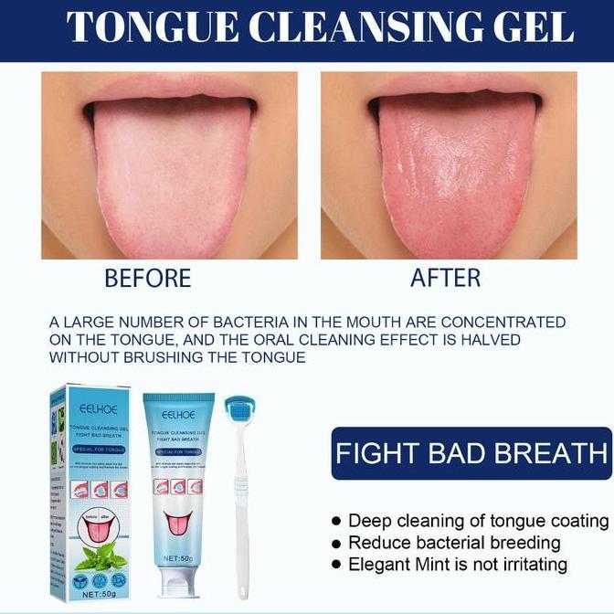 HERBONE Eelhoe Gel Pembersih Lidah Dapat Sikat Lidah Menghilangkan Bau Mulut Alat Untuk Membersihkan