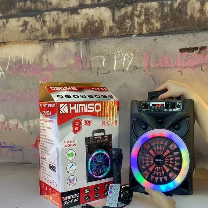 XARIELTA Speaker Bluetooth Karaoke Kimiso QS-834 8 INC Mic Wireless + Remote Control
