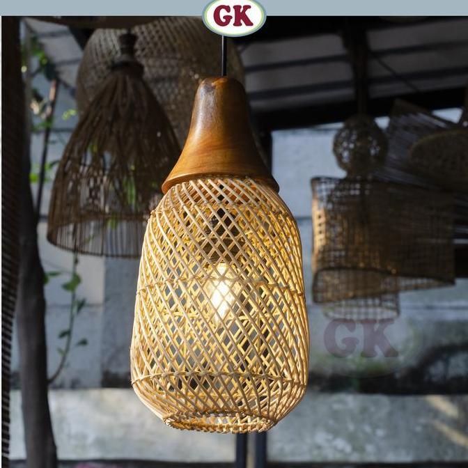 Kap Lampu Gantung Rotan KUBAH 06 - Minimalis Dekorasi Lampu Kayu Gantung
