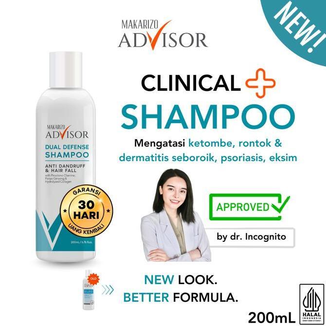 Makarizo Advisor Clinical Shampoo Dual Defense Shampoo 200Ml Sampo Rambut Rontok Dan Ketombe Perawat