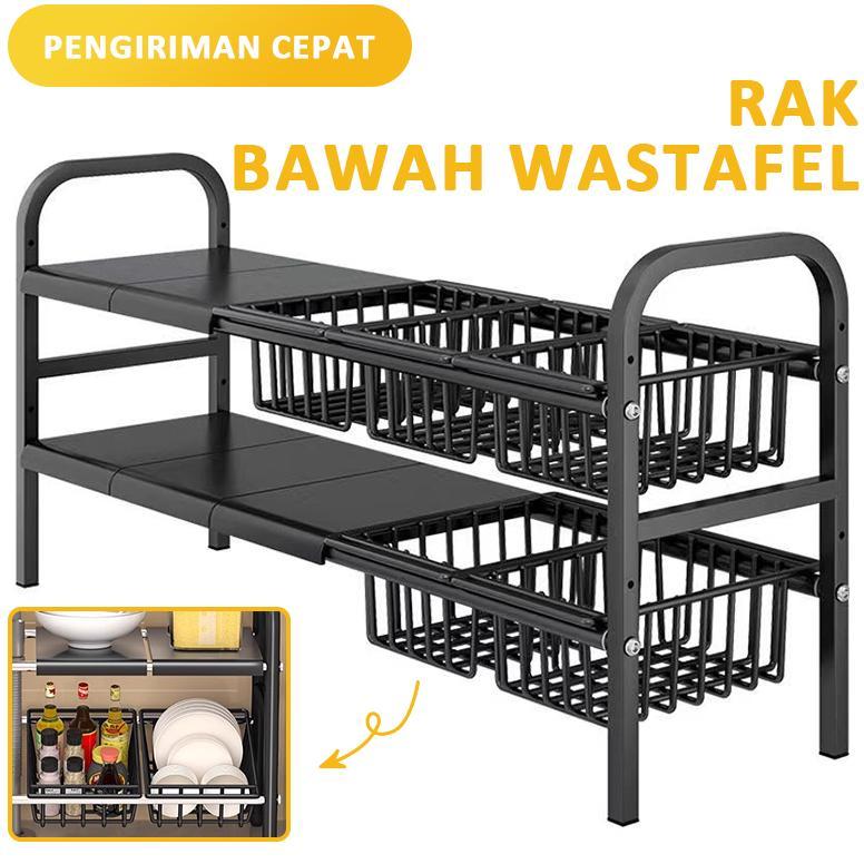 Promo Rak Penyimpanan Dapur Rak Lemari Dapur Under Sink Rack  Rak Bawah Sinki Boleh Dipanjan Stainle