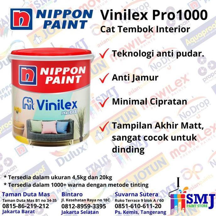 CAT NIPPON PAINT VINILEX PRO 1000 WARNA YELLOW GRASS KEMASAN 20 KG