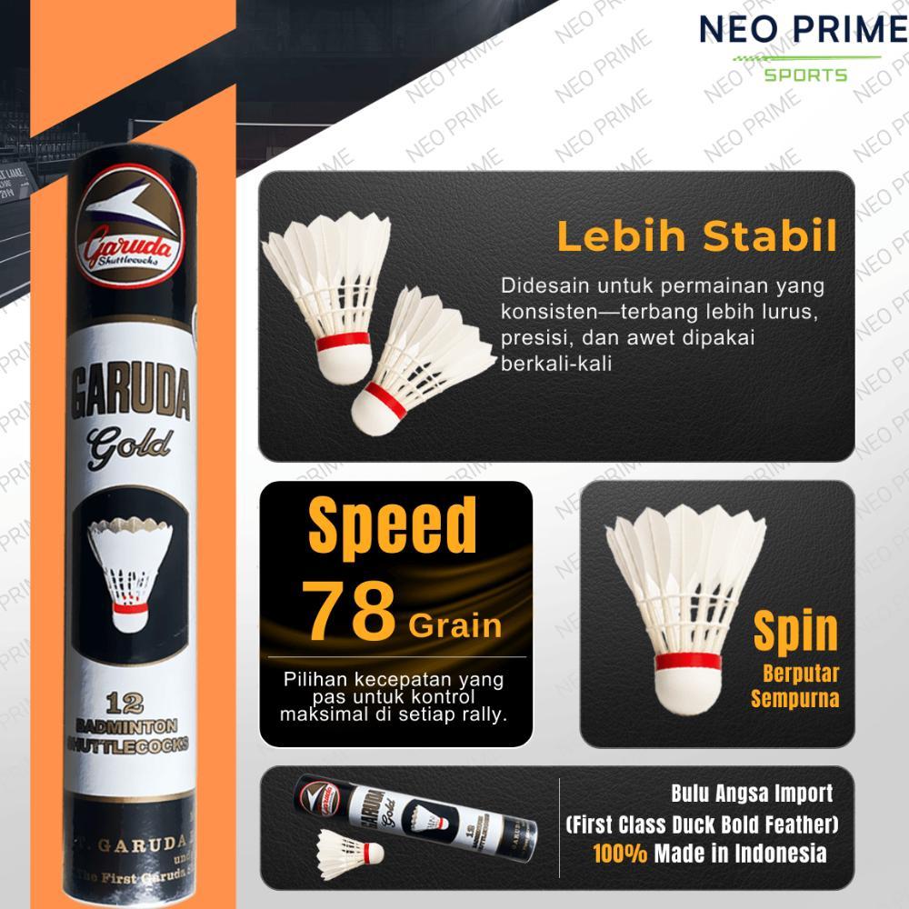 LIMITED Shuttlecock Badminton Garuda Gold Putih Kok Bulutangkis 1 Slop isi 12 Bola Bulu Angsa