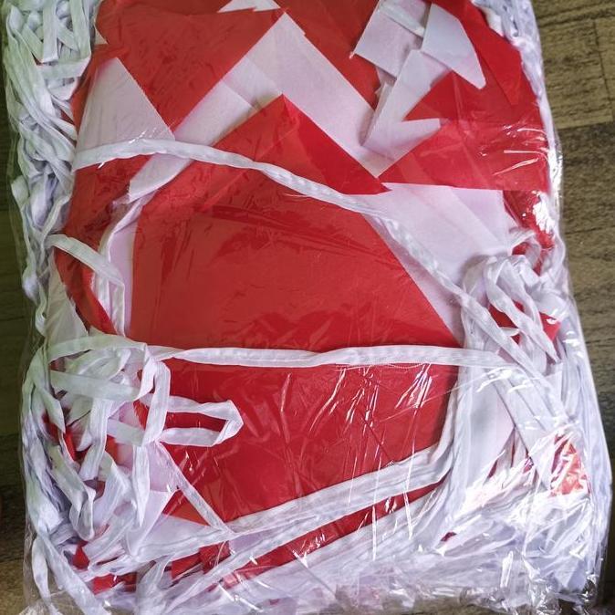 (20PIS) BENDERA KARNAVAL RENTENG MERAH PUTIH KAIN 90 meteran