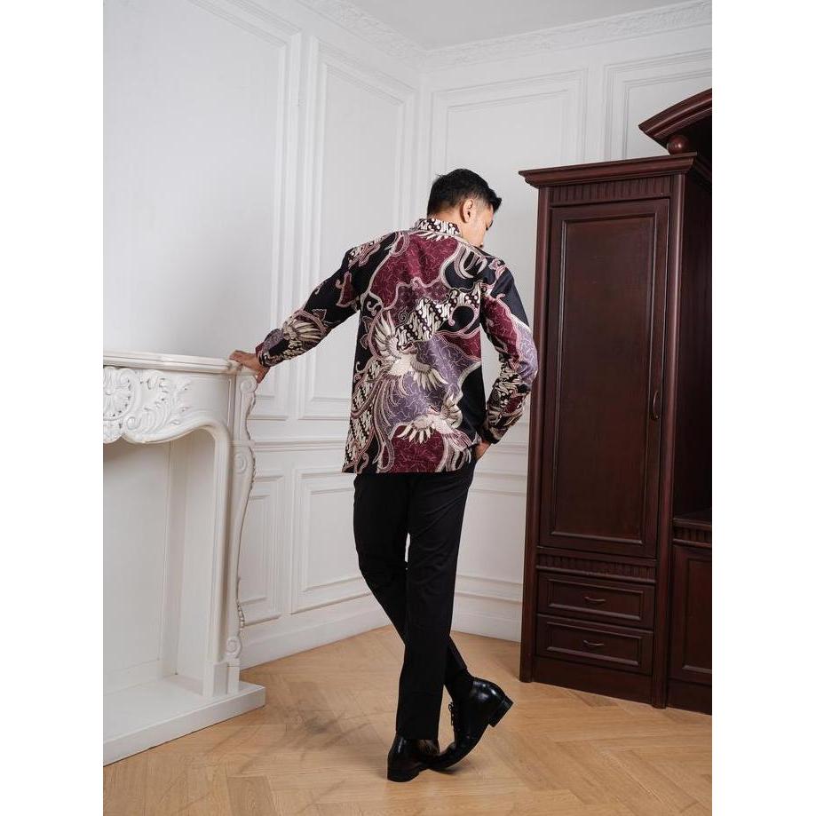 Hardi Batik - NARESWARA MAROON | Kemeja Batik Pria Lengan Panjang