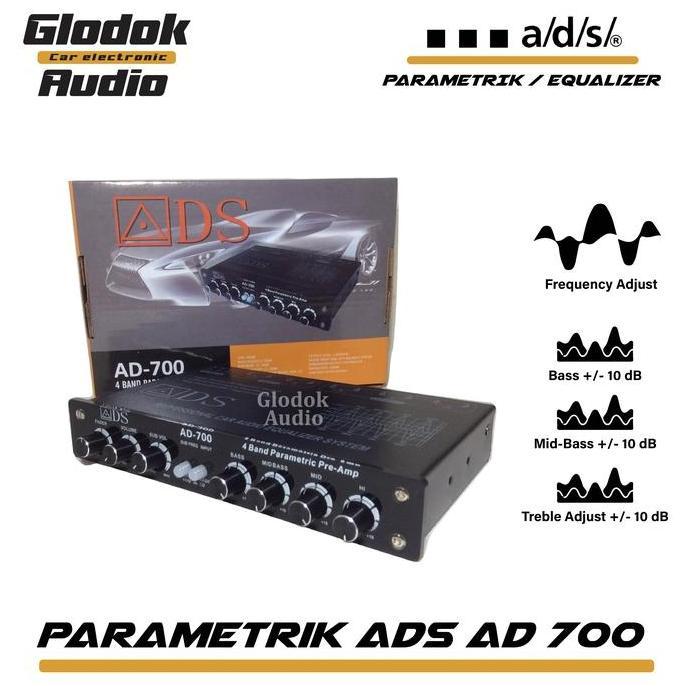 Parametrik Equalizer  4 Band ADS AD 700 dengan Input DC 12 Volt & S/N >90 dB untuk Kualitas Suara Op
