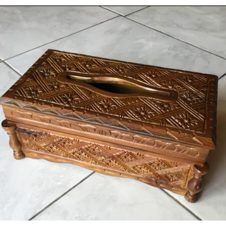 Kotak Tisu Ukir kayu Jati Asli/Tempat Tisu Jati/Kotak Tisu Kayu Jati Solid