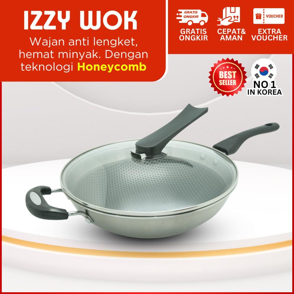 IZZY WOK - Wajan Anti LengketAlat Penggorengan Tanpa MinyakStainless Frying PanPanci Penggorengan Ke