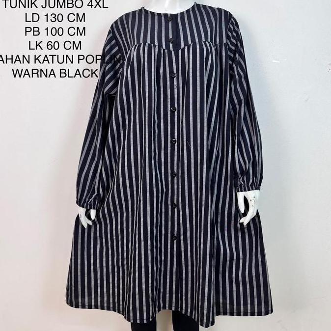 Tunik Jumbo Ld 130 Cm Motif Salur Kekinian - Wilona Tunik