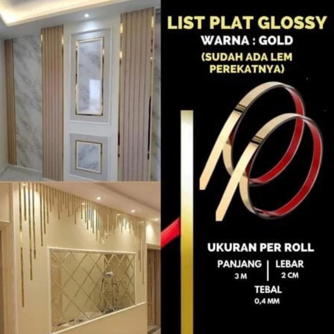 list plat strip mirror gold stainless steel list plat gold gulungan