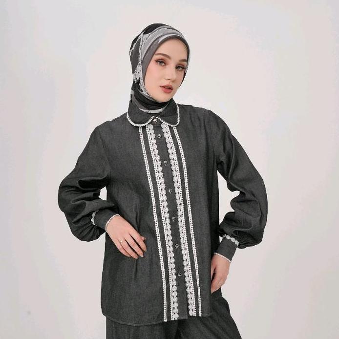 Mandjha Cecile By Mandjha Ivan Gunawan Baju Atasan Wanita Kerah Panjang  Renda