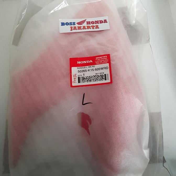 SPAREPART CB150R : 50265-K15-920WRD COVER BODY DEPAN KIRI MERAH HONDA NEW CB150R STREETFIRE K15 ORI 