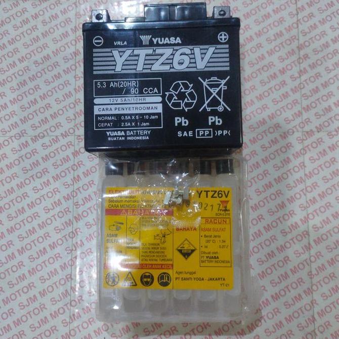 aki motor satria fu vario 150 pcx sonic 150 yuasa ytz6v ytz6 v