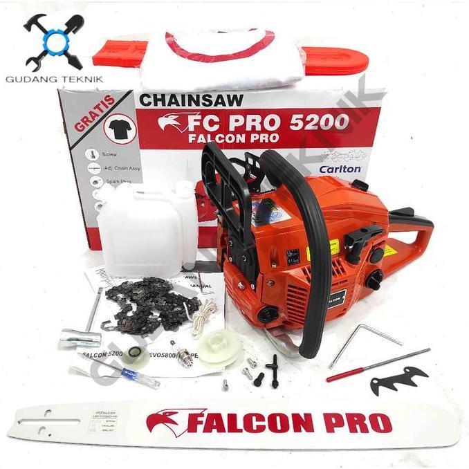 SESARKAL Mesin Chainsaw 20" LASER FC5200 PRO FALCON / Mesin Gergaji Kayu 2Tak Chain Saw Bar 20 Inch 