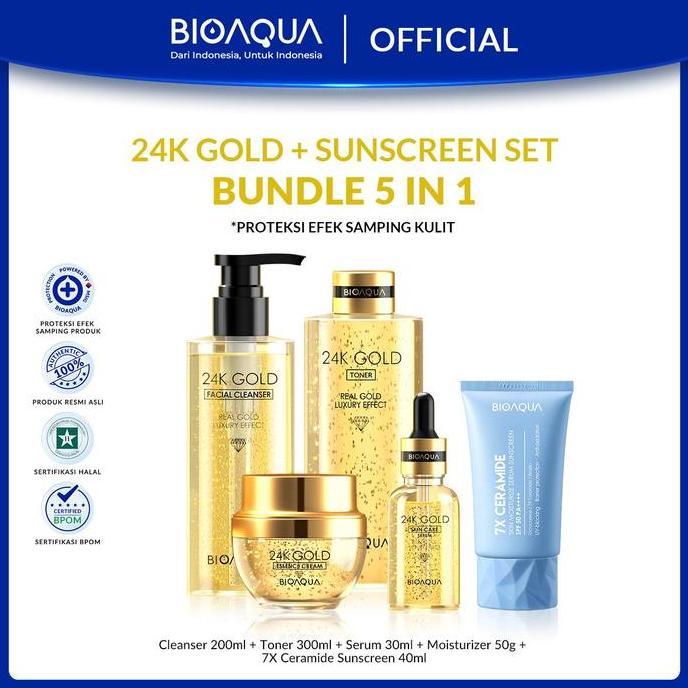 24K WHITENING KIT 8 in 1 BUHOTEI Bioaqua 24K Gold Skin Care Whitening Kit(Serum, Moisturizer, Sheet 