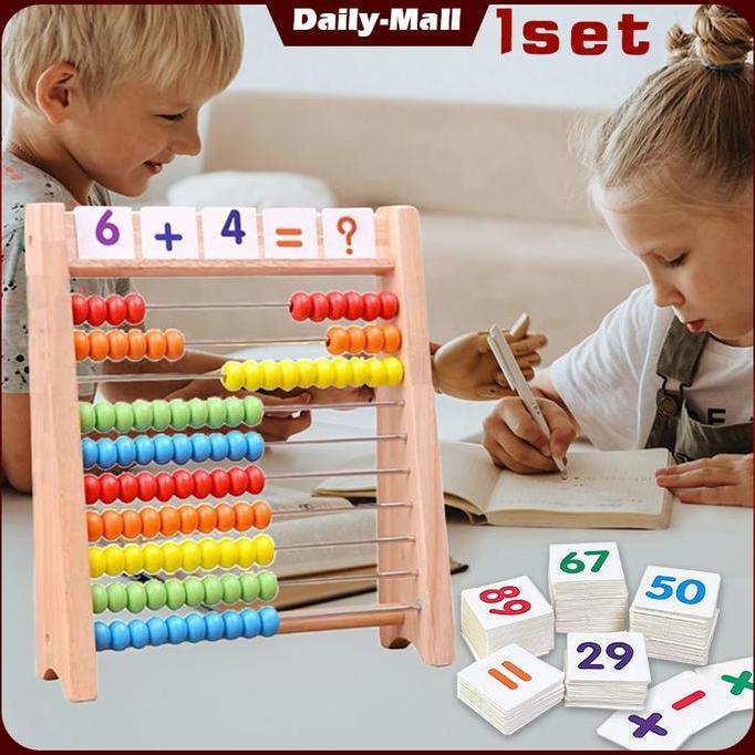ZASSAT Sempoa Abacus Mainan Edukasi Anak Sempoa Kayu Hitung Anak 10 Baris Papan Berhitung Sempoa