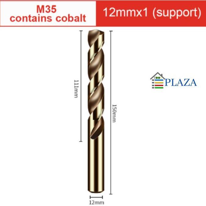 DELLINE MATA BOR HSS COBALT BAJA M35 COBALT 12 MM HSS CO BAJA LURUS BESI