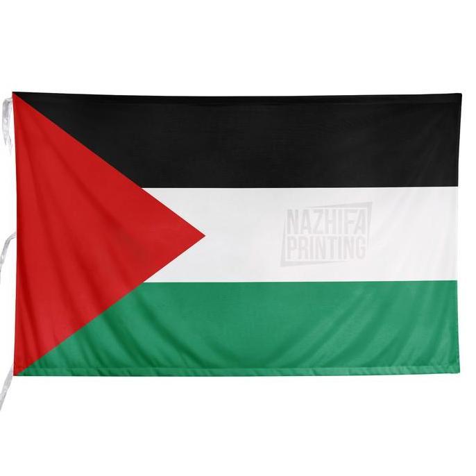 Ready Nazhifa Printing - Bendera Palestina, Palestine 1 sisi, Bahan Satin Peles Ukuran kecil-Besar