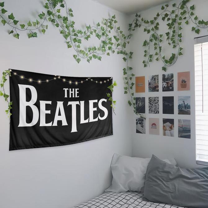 Nazhifa Printing - Poster Kain The Beatles, Bendera, Tapestry, Pajangan Dinding, Bahan Satin Peles, 