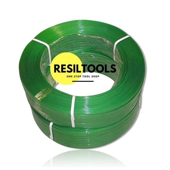 Tali Klam 11mm Hijau Plat Plastik Clamp Klem Pengikat Peti 10 Meter