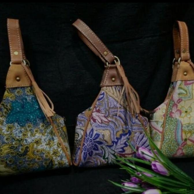 tas batik kulit- Tas batik piramida - Tas batik antik Suede MS